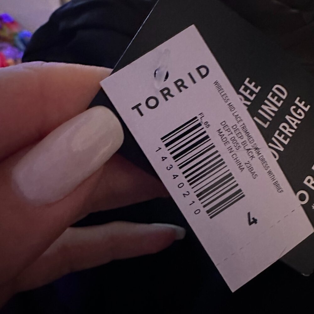 Torrid Mid Lace Trimmed Swim‎ Dress with Brief Deep Black size 4X - Picture 4 of 8